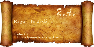 Riger András névjegykártya
